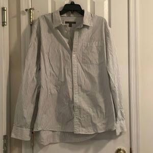 Blue and white button down shirt